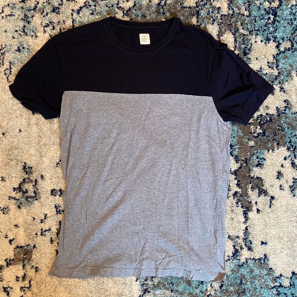 JCrew Two Toned T-shirt Navy and Grey Soft Medium